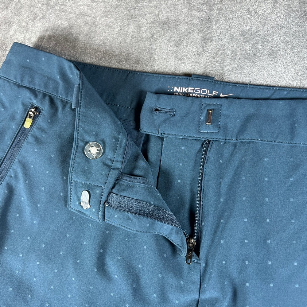 Nike Golf Tour Performance Dri-FIT Pants Womens 12 Blue Tonal Dot Zipper Pockets - Picture 4 of 12